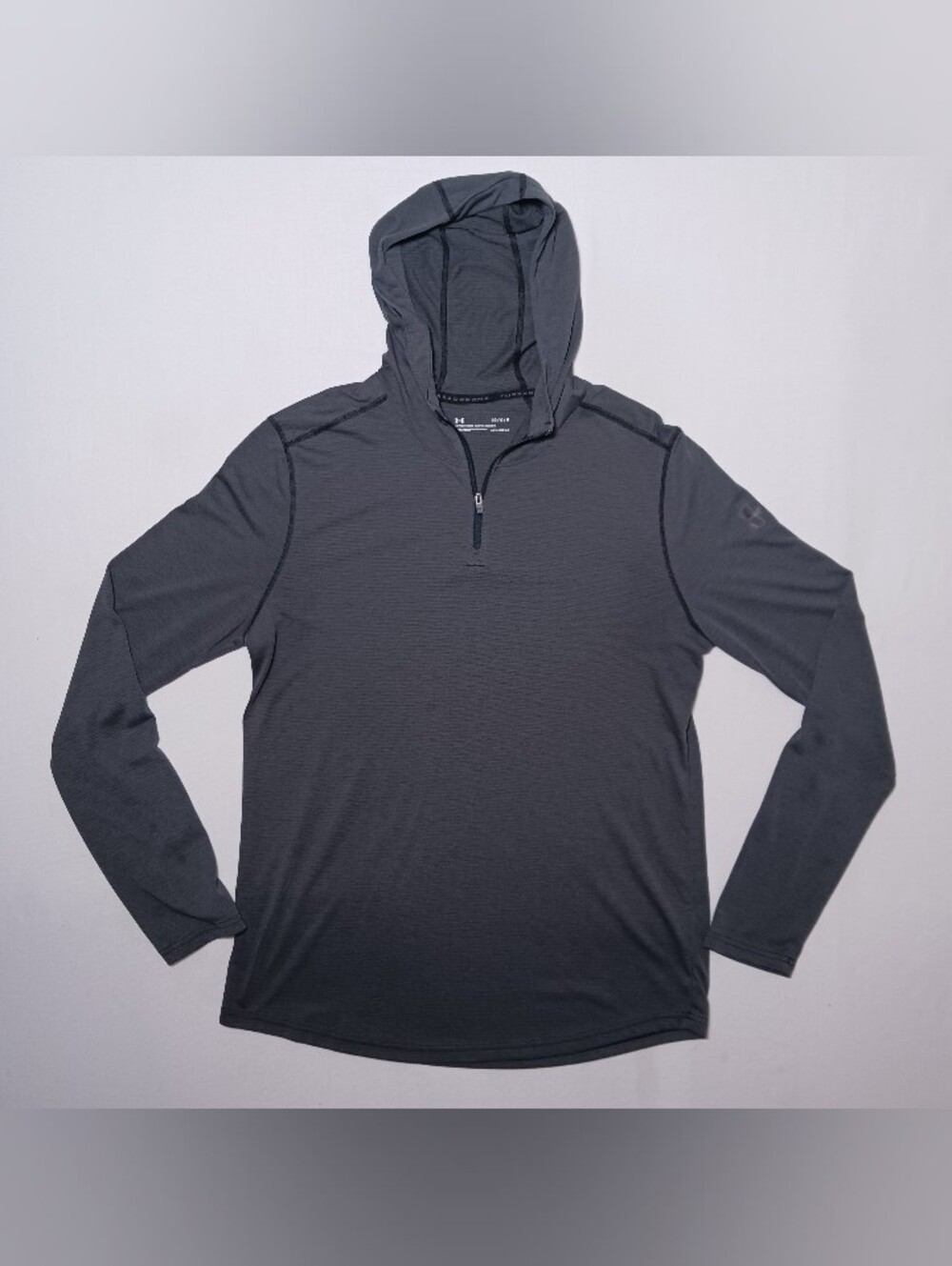 Under Armour Mens HeatGear Threadborne Lightweight 1/4 Zip Hoodie Large Gray